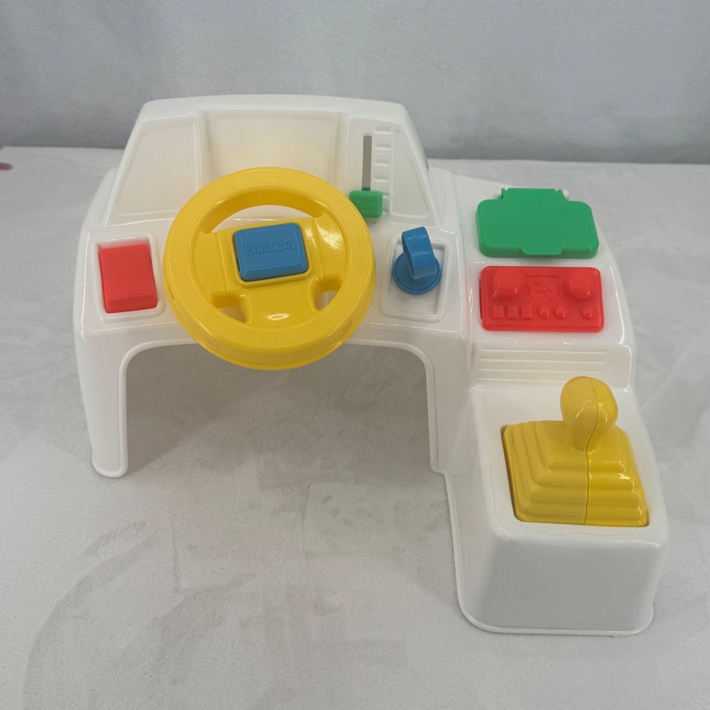 Vintage 1990 Playskool Busy Driver Toy Dashboard Steering Wheel Gear Shift Retro